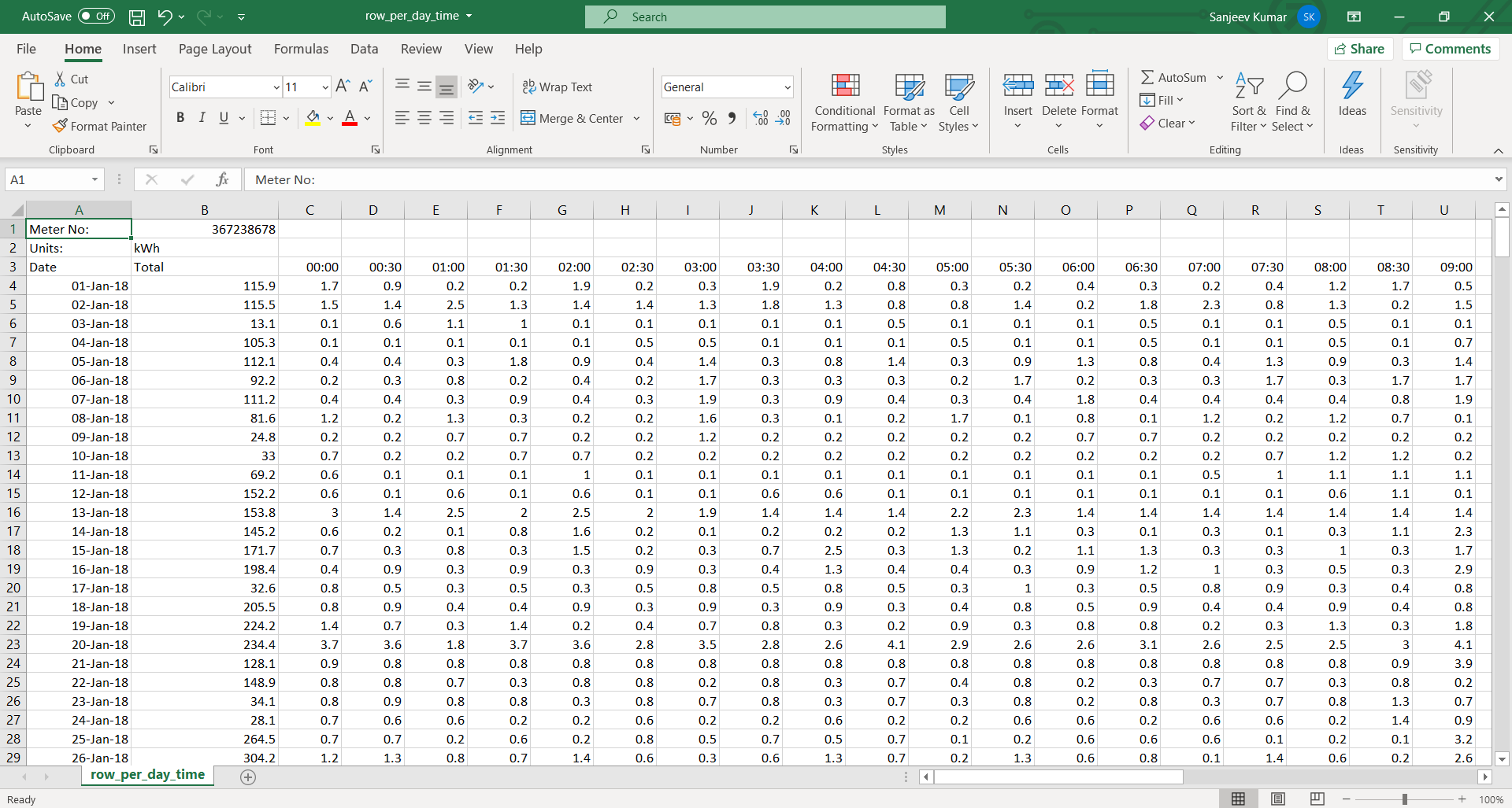 Energy demand file format examples — Row per Daytime
