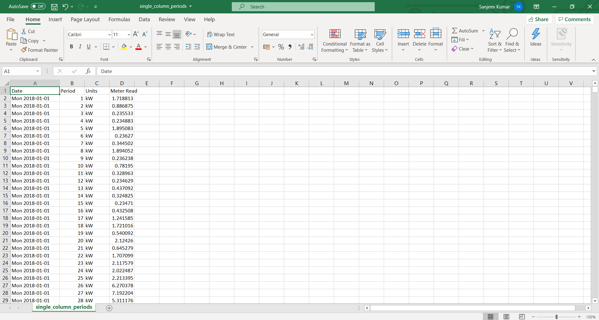 Energy demand file format examples — Single Column Time